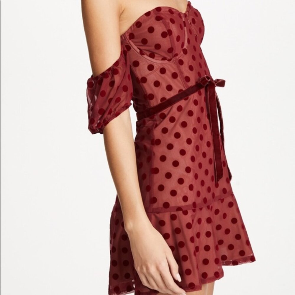 For Love and Lemons Dotty Strapless Dress (red) - Picture 4 of 6